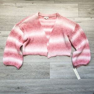 Penelope Rose Pink Stripe Sweater Womens Medium Large Fuzzy Nwt